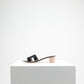 Oasis Sandal in Dark Blue Crocodile Leather