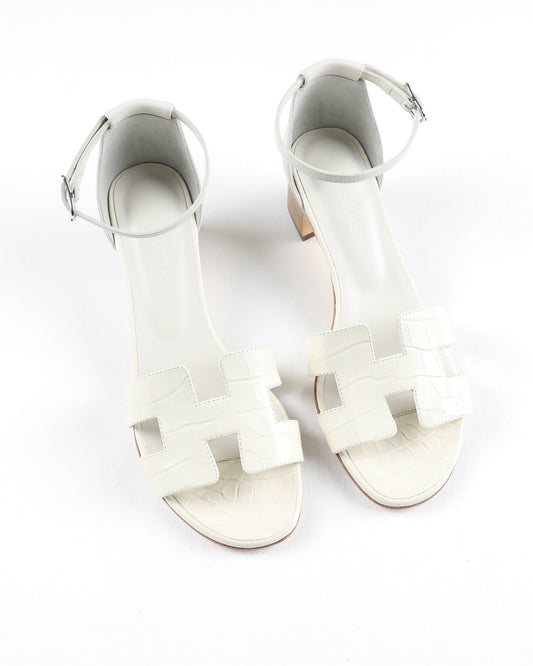 Encens 50 Sandal in White Alligator Leather