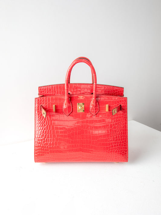 Birkin 25 Sellier Rouge De Coeur with Gold Hardware