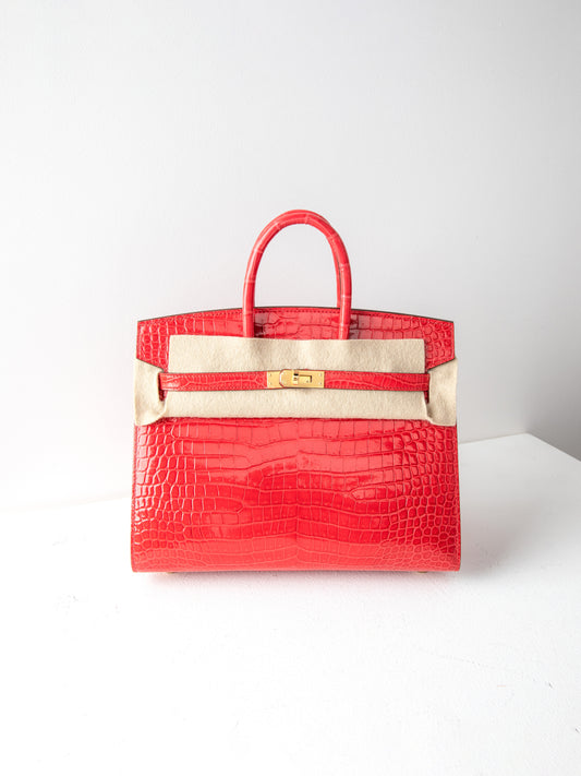 Birkin 25 Sellier Rouge De Coeur with Gold Hardware