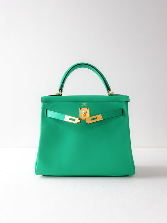 Kelly 28 Mint Evercolor with Gold Hardware