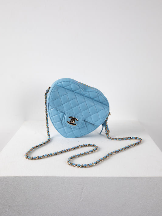 Chanel Light Blue Heart Bag in Large Size