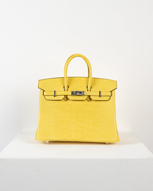 Birkin 25 in Mimosa Crocodile with Gold Hardware