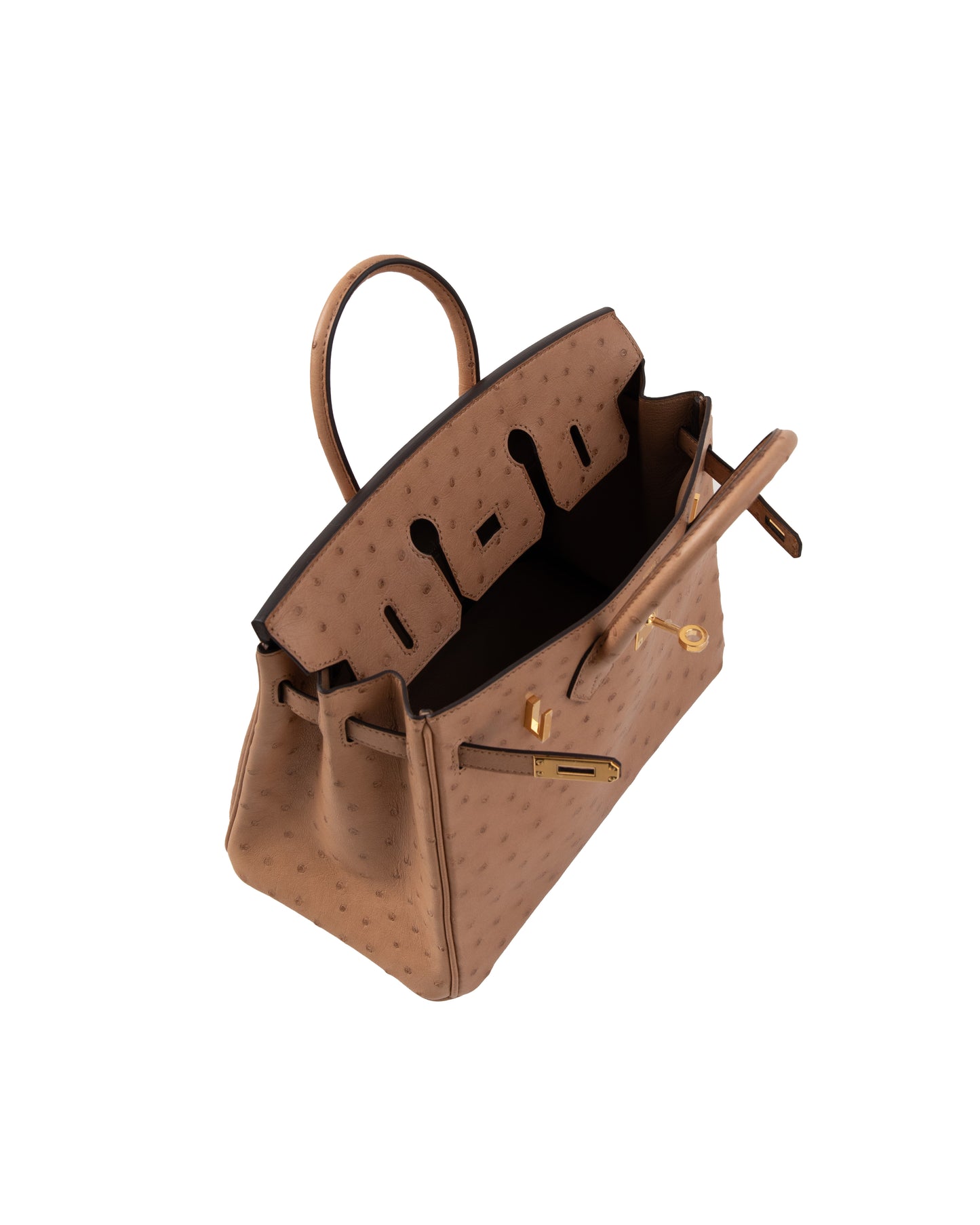 HERMÈS Ostrich Birkin 25 handbag in Chai with Gold hardware-Ginza