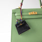 Micro Mini Kelly Twilly Bag Charm in Noir Lizard