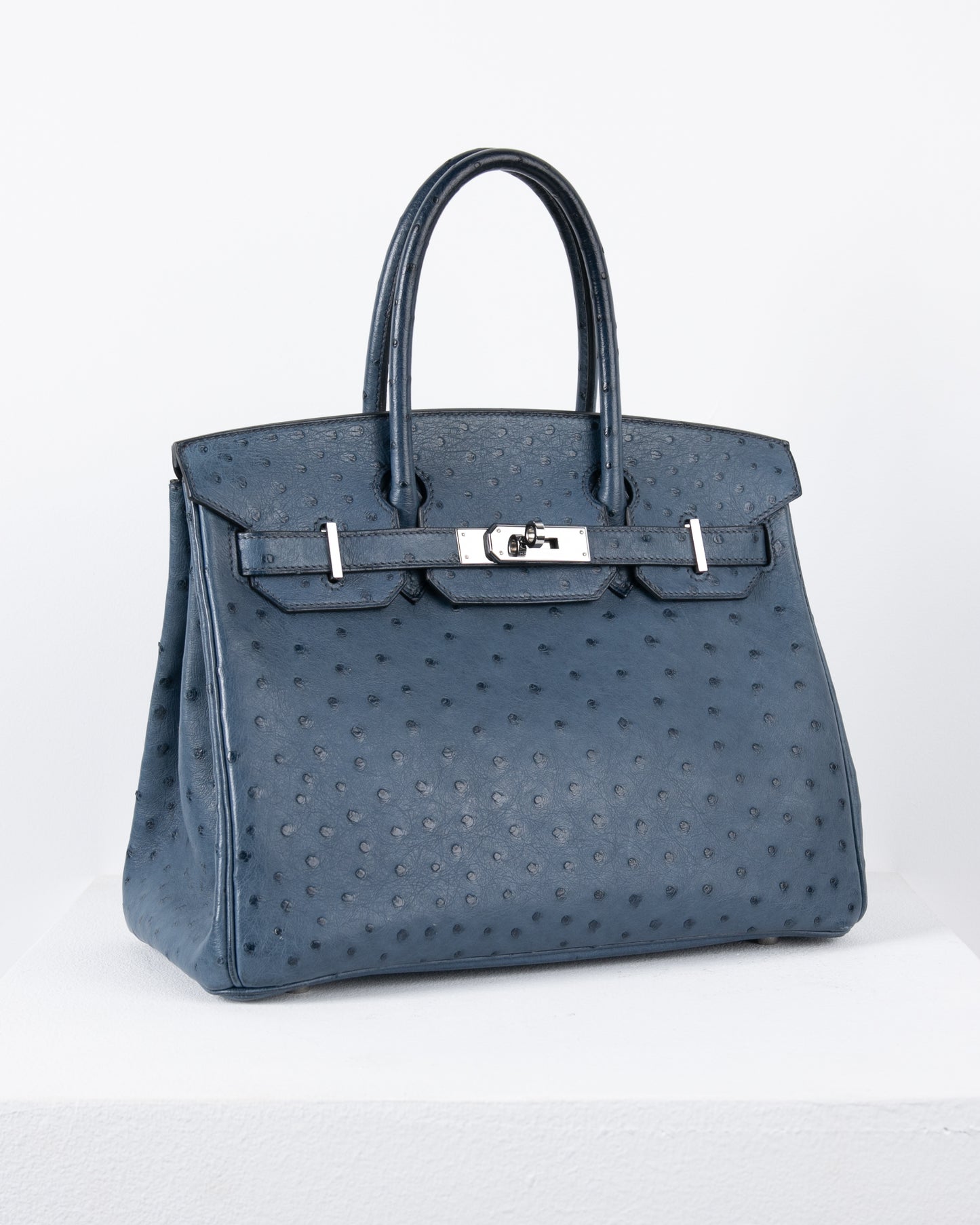 Birkin 30 in Blue Roi Ostrich with Palladium Hardware