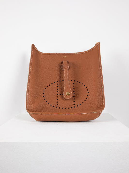 Evelyne Gold Togo Leather GM Bag