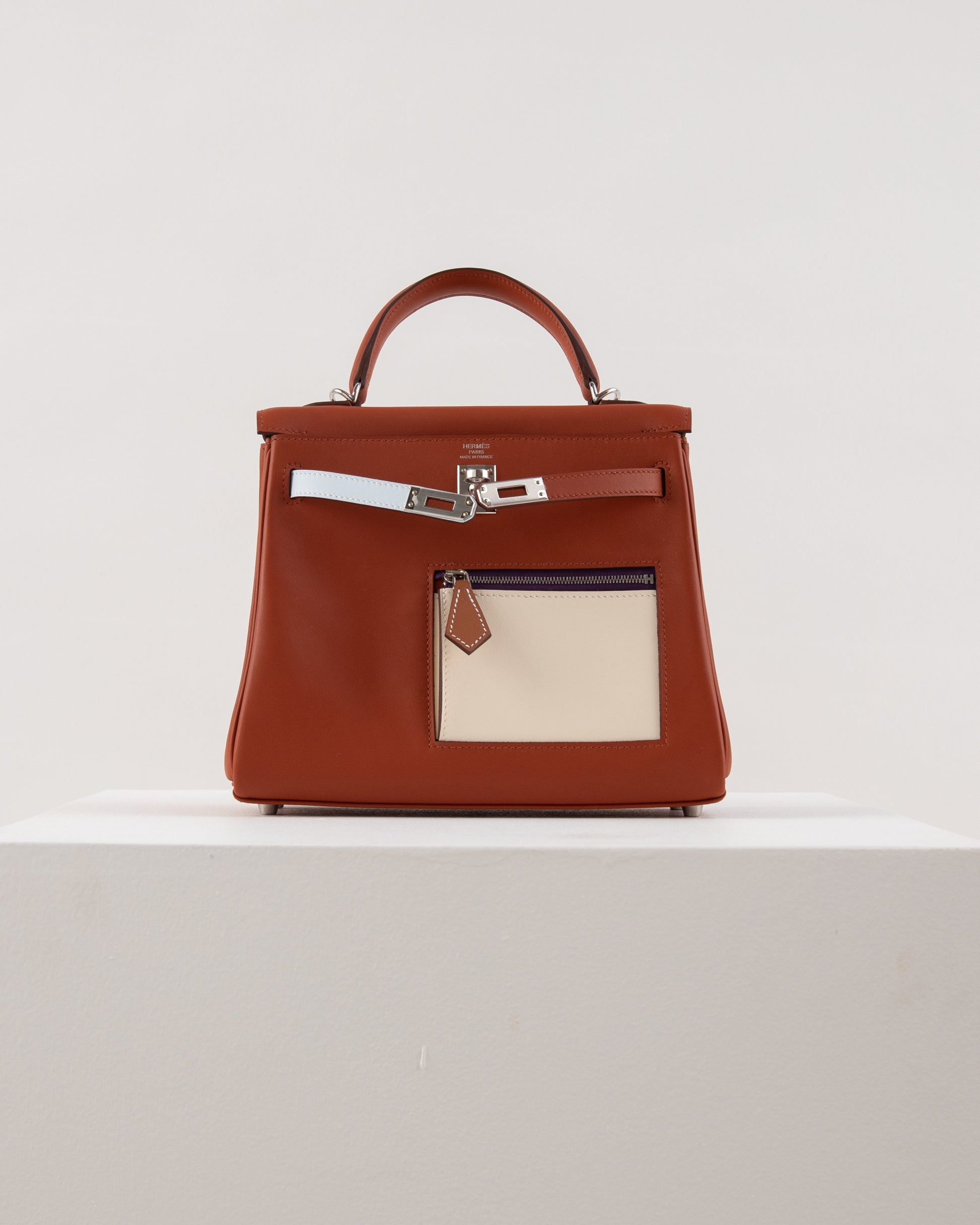 HERMÈS Limited Edition Kelly Colormatic 25 handbag in Nata, Chai, Blue  Brume, Lime, Cuivre and Mauve Sylvestre Swift leather with Gold hardware  [Consigned]-Ginza Xiaoma – Authentic Hermès Boutique