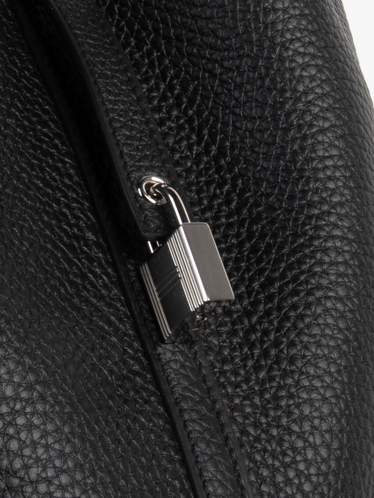 Hermes Picotin Lock Clemence Palladium MM 22 Noir in Clemence Leather with  Palladium Plated - US