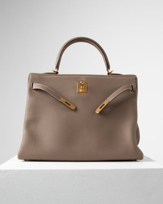 Kelly 35 Etoupe in Togo Leather with Gold Hardware