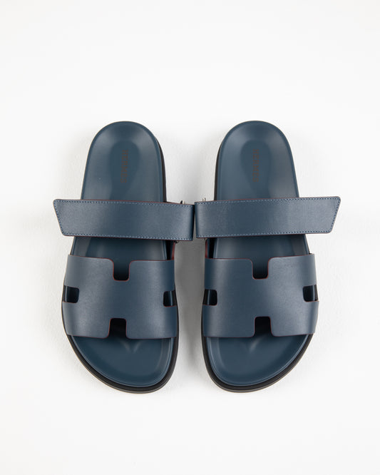 Chypre Sandal in Bleu Celeste/Bordeaux Calfskin