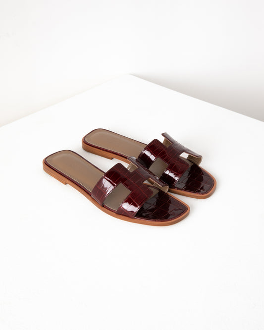 Oran Sandal Bordeaux Crocodile