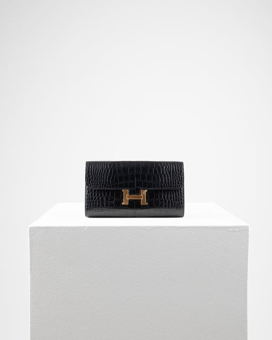 Constance To Go Black Matte Alligator with Gold Hardware