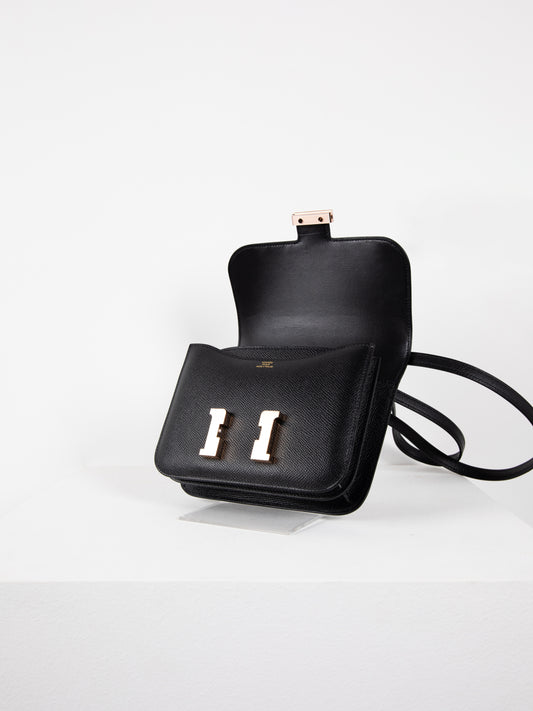 Constance 18 in Black with Rose Gold Hardware