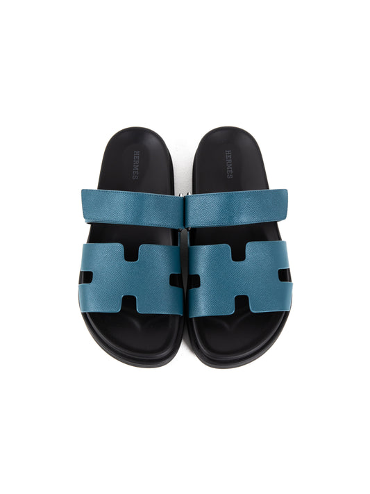 Chypre Sandal in Epsom Bleu Canard