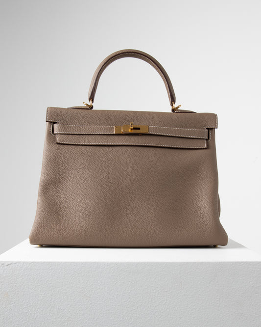 Kelly 35 Etoupe in Togo Leather with Gold Hardware
