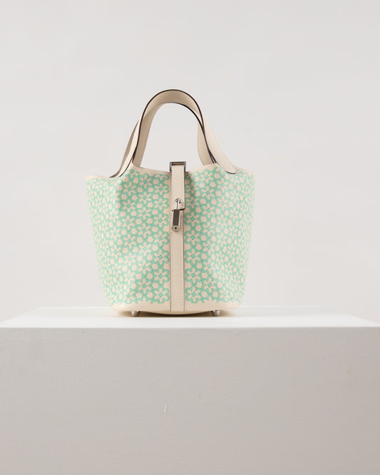 Picotin 18 "Lucky Daisy" Nata in Swift Leather with Palladium Hardware