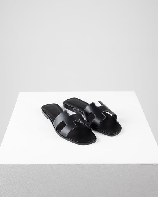 Oran Sandal Noir Piqures Ecrues