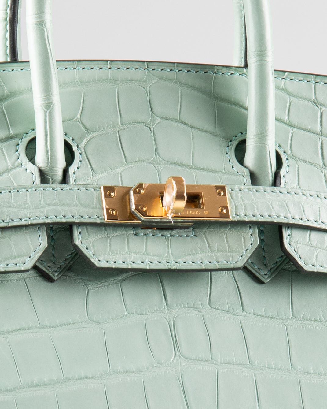 Hermes Birkin Sellier 20 Vert D'eau Matte Alligator Gold Hardware – Madison  Avenue Couture