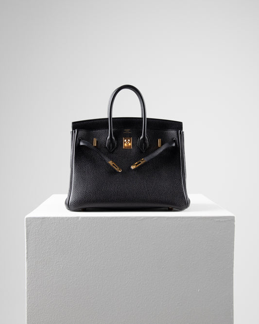 (Preloved) Birkin 25 Black in Togo Leather with Rose Gold Hardware