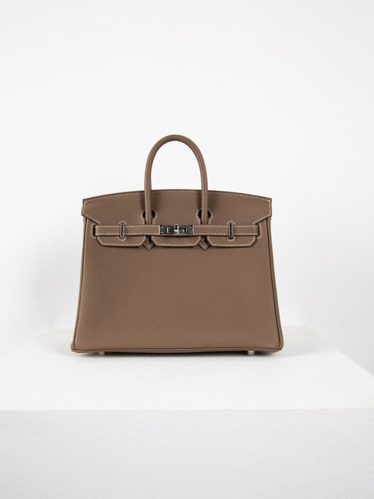 Birkin 25 in Etoupe Togo with Palladium Hardware