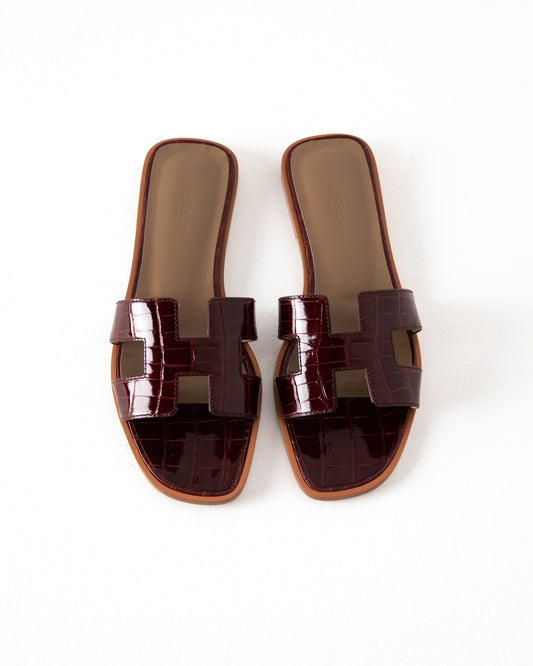 Oran Sandal Bordeaux Crocodile
