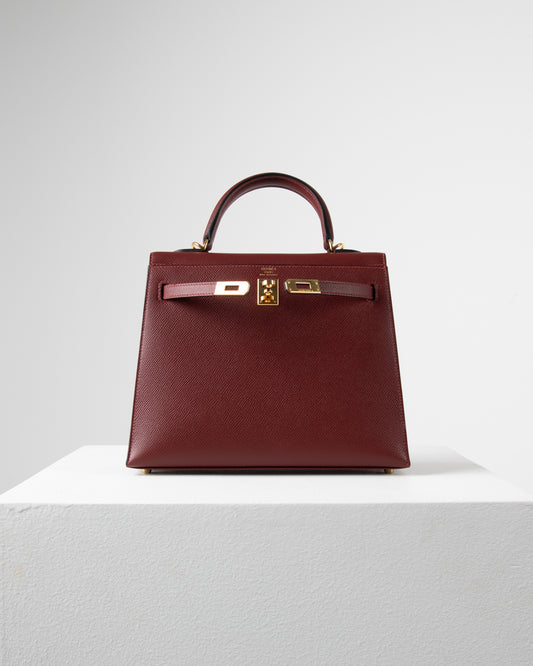 Kelly 25 Rouge Sellier in Epsom Leather with Gold Hardware