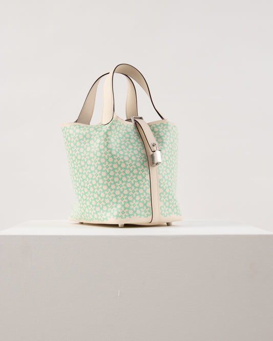 Picotin 18 "Lucky Daisy" Nata in Swift Leather with Palladium Hardware
