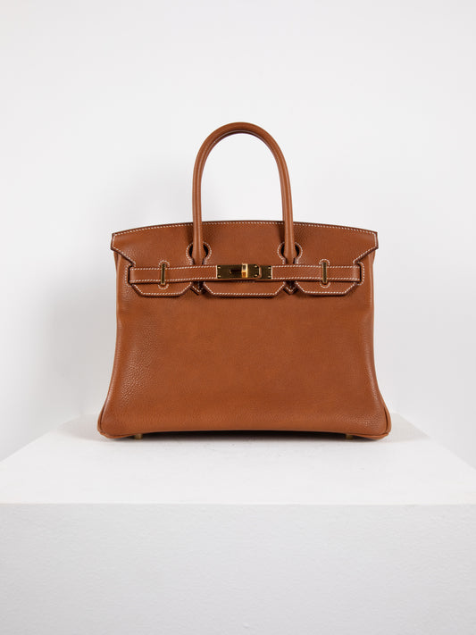 Birkin 30 in Gold Barenia Leather with Gold Hardware