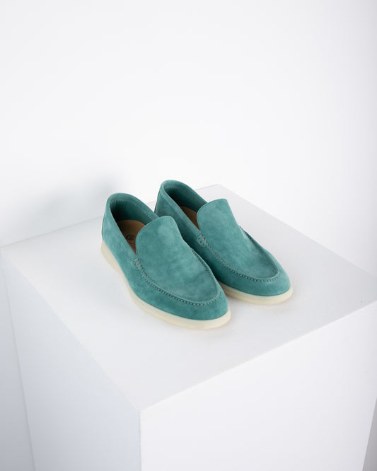 Loro Piana Summer Walk Suede Moc Toe Leather color Laguna