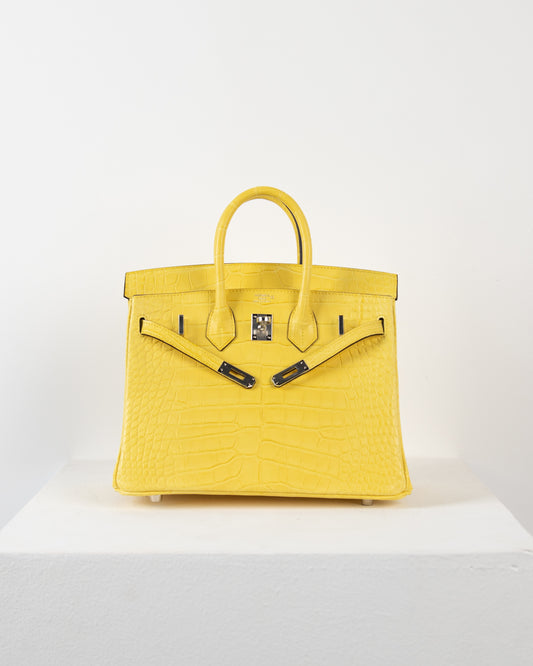 Birkin 25 in Mimosa Crocodile with Gold Hardware