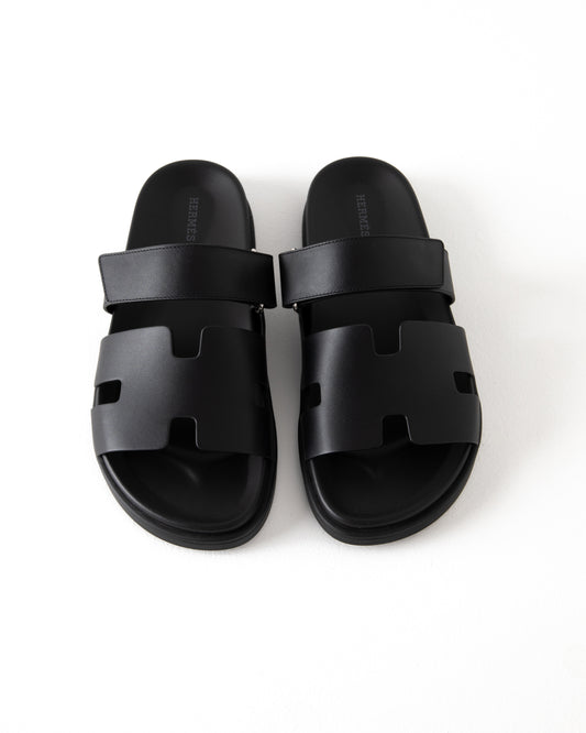 Chypre Sandal Homme in Black Calfskin