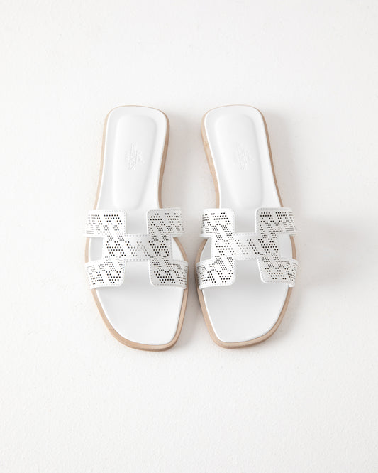 Oran Sandal in Perforated White