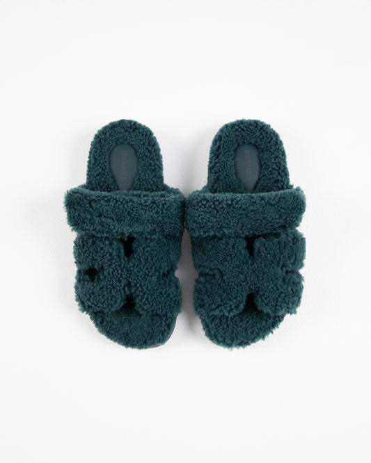 Chypre Sandal Peau Lainee in Vert Anglais