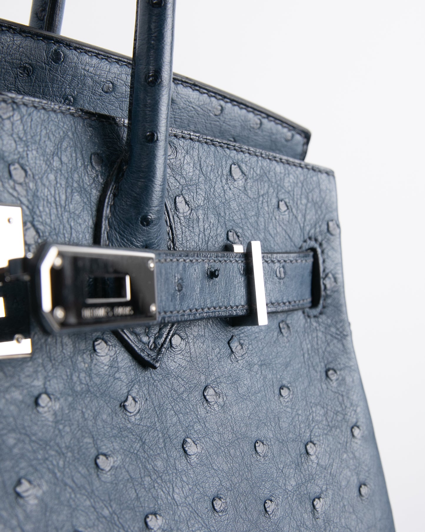 Hermes 35cm Blue Roi Ostrich Birkin Bag with Palladium Hardware., Lot  #56154