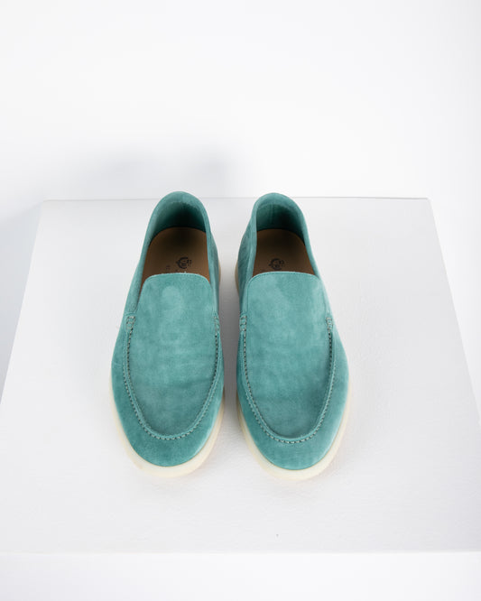 Loro Piana Summer Walk Suede Moc Toe Leather color Laguna