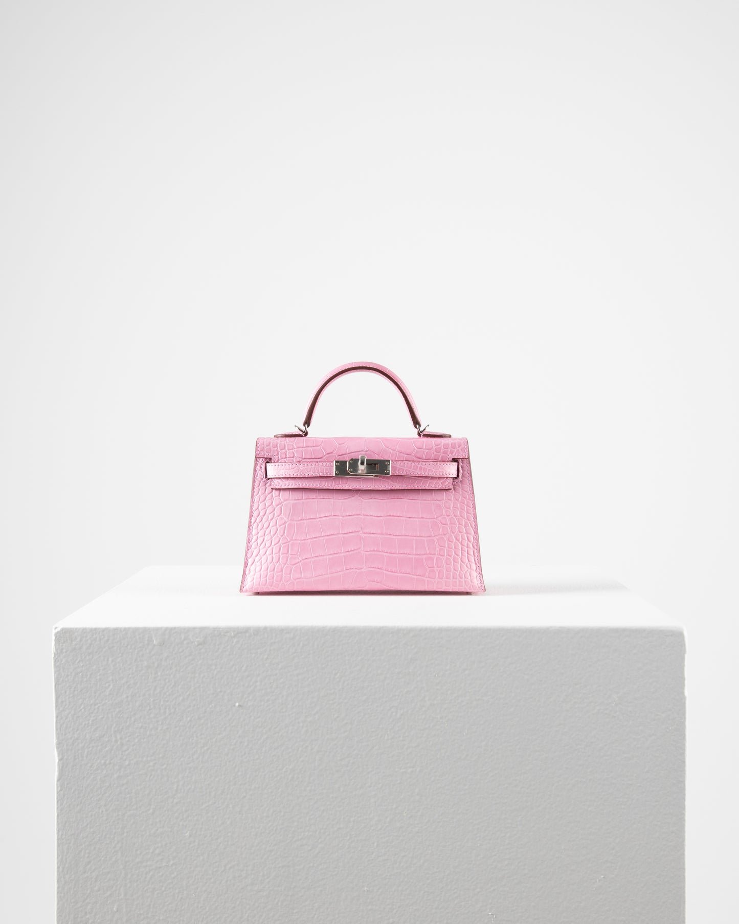 Hermes Kelly 20 Mini Sellier 5P Pink Bubblegum Bag Epsom Palladium