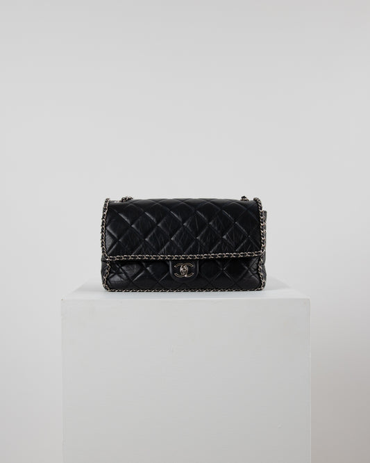 Chanel Chain Around Flap Bag in Black Lambskin