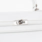 Kelly 25 in White with Contrast Pipe Epsom with Palladium Hardware (Vintage)