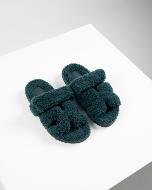 Chypre Sandal Peau Lainee in Vert Anglais