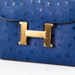 Constance Compact Autruche in Bleu Saphir with Gold Hardware