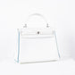 Kelly 25 in White with Contrast Pipe Epsom with Palladium Hardware (Vintage)