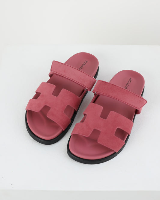Chypre Sandal in Chevre Velours Rose Aphrodite