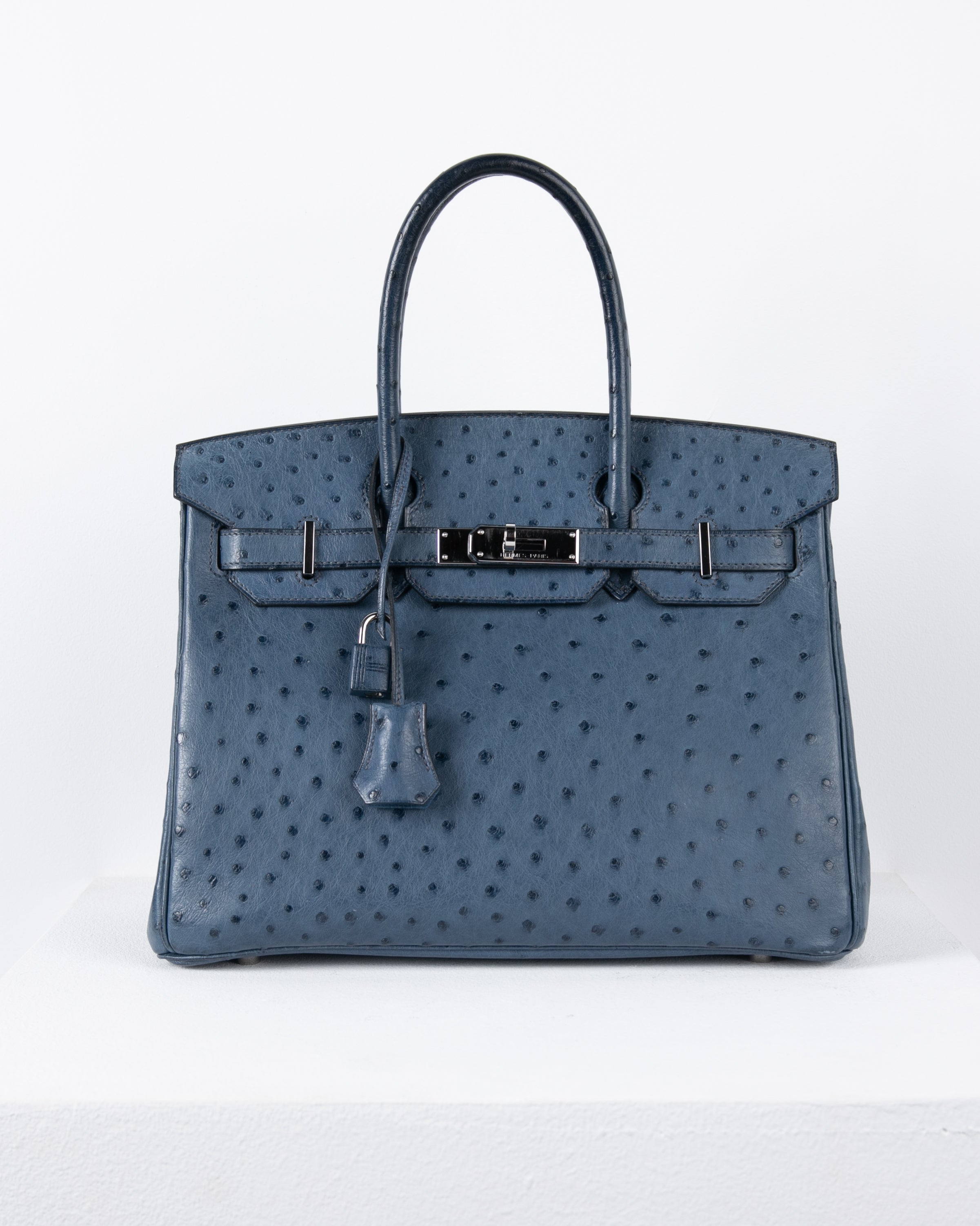 Birkin 30 in Blue Roi Ostrich with Palladium Hardware