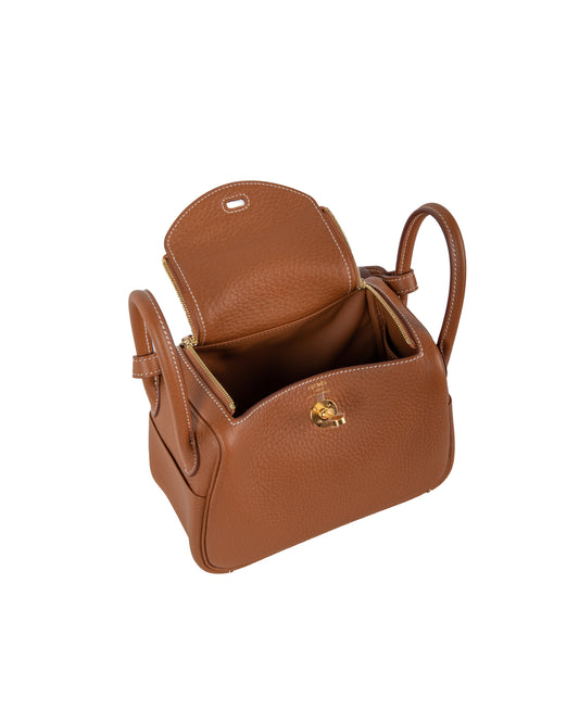 Mini Lindy Taurillon Clemence in Gold with Gold Hardware