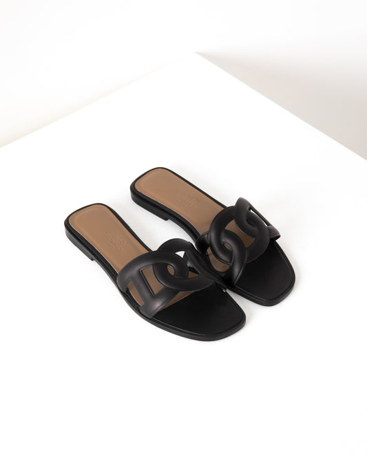 Omaha Sandal in Matte Black Calfskin
