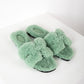 Oran Shearling Sandal in Vert D'eau