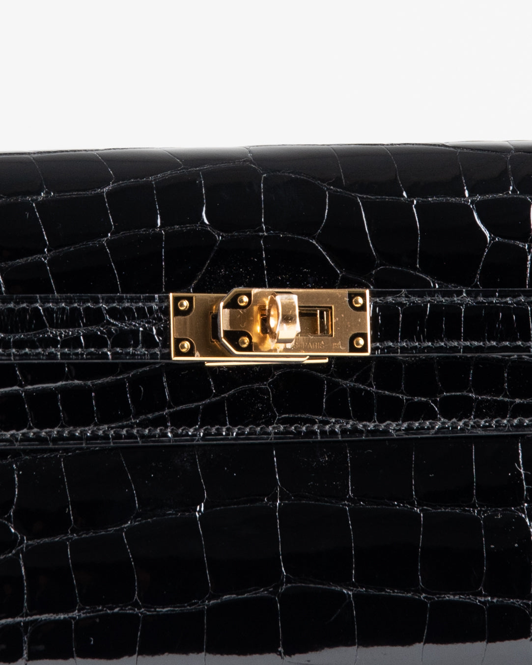 Kelly To Go in Black Alligator with Gold Hardware