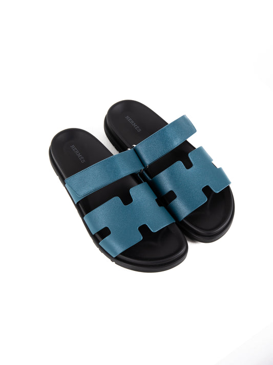 Chypre Sandal in Epsom Bleu Canard