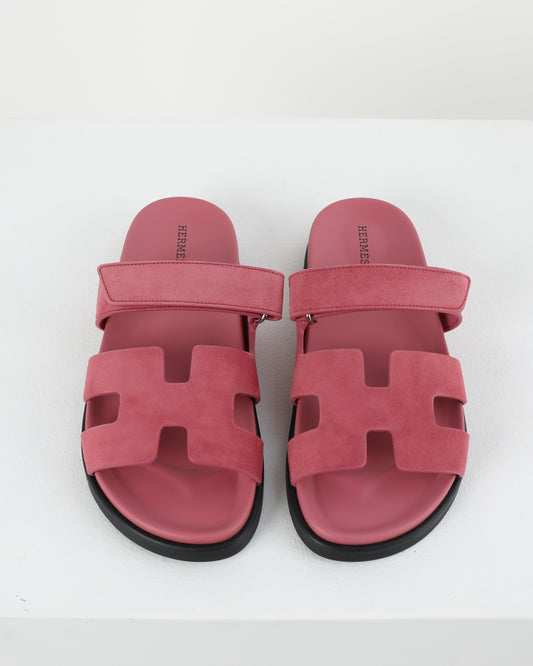Chypre Sandal in Chevre Velours Rose Aphrodite
